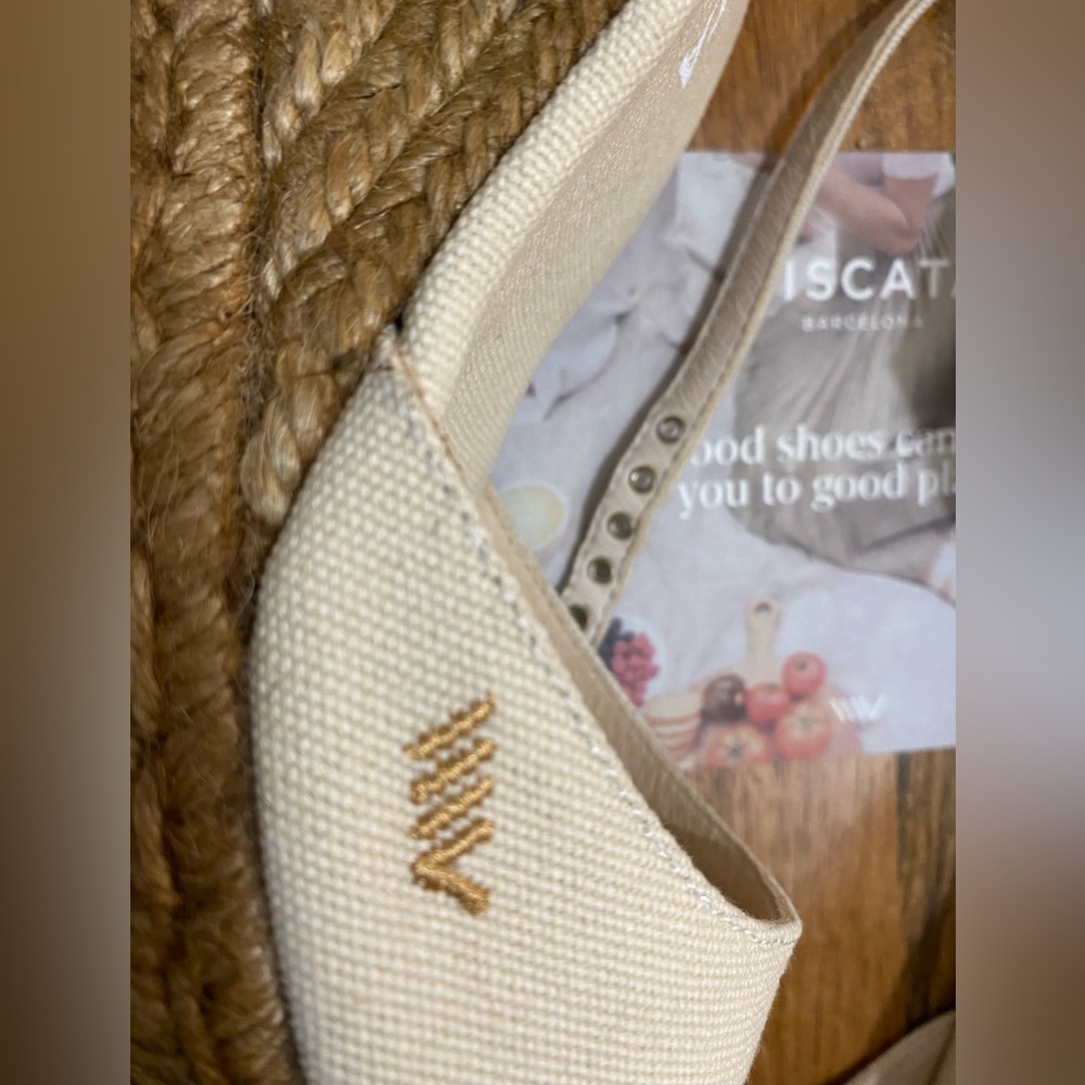 Viscata Aiguafreda Espadrille Canvas Jute Wedge Peep Toe Sandals Woman's 9 (40) - Picture 7 of 16